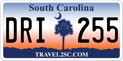 SC license plate DRI255