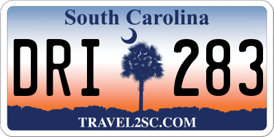 SC license plate DRI283