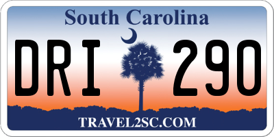 SC license plate DRI290