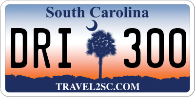 SC license plate DRI300