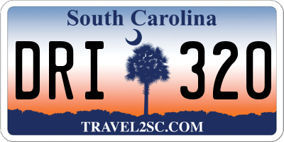 SC license plate DRI320