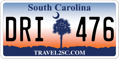 SC license plate DRI476