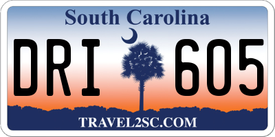SC license plate DRI605