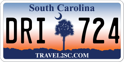 SC license plate DRI724