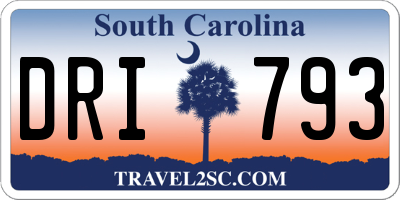 SC license plate DRI793