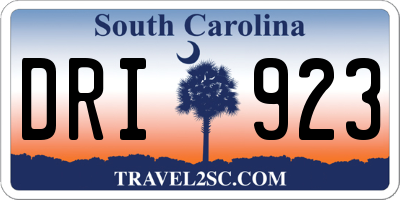 SC license plate DRI923