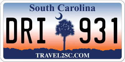 SC license plate DRI931