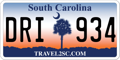 SC license plate DRI934