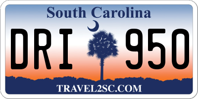 SC license plate DRI950