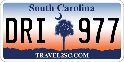 SC license plate DRI977