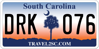 SC license plate DRK076