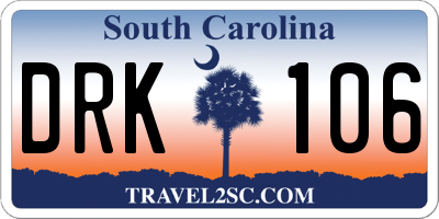 SC license plate DRK106
