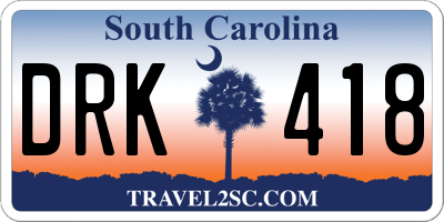 SC license plate DRK418
