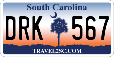 SC license plate DRK567