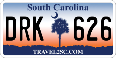SC license plate DRK626