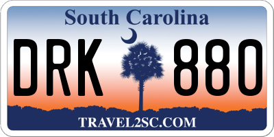 SC license plate DRK880