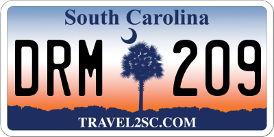 SC license plate DRM209