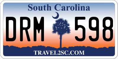 SC license plate DRM598