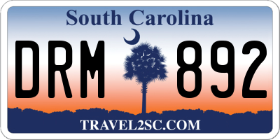 SC license plate DRM892