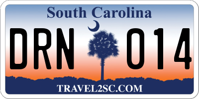 SC license plate DRN014