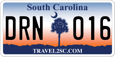 SC license plate DRN016
