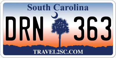 SC license plate DRN363