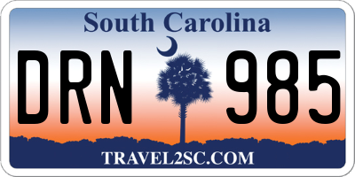SC license plate DRN985