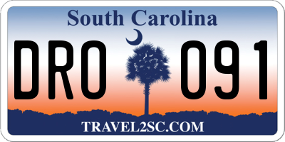 SC license plate DRO091