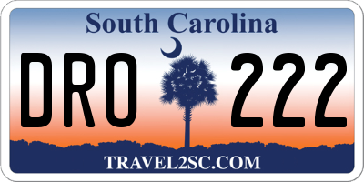 SC license plate DRO222