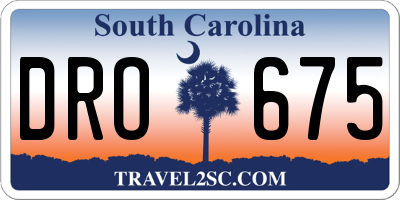 SC license plate DRO675
