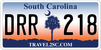SC license plate DRR218