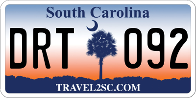 SC license plate DRT092