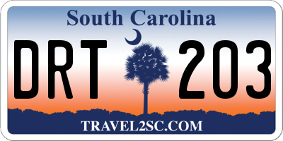 SC license plate DRT203