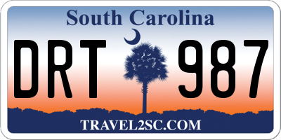 SC license plate DRT987