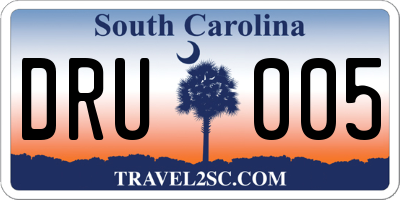SC license plate DRU005