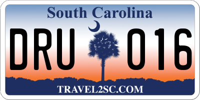SC license plate DRU016