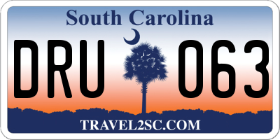 SC license plate DRU063