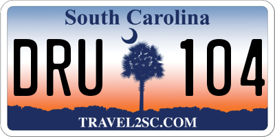 SC license plate DRU104