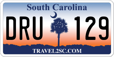 SC license plate DRU129