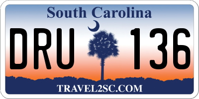 SC license plate DRU136