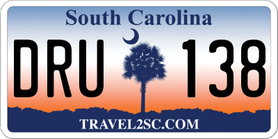 SC license plate DRU138