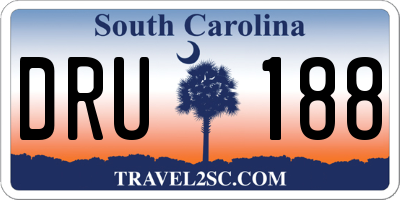 SC license plate DRU188