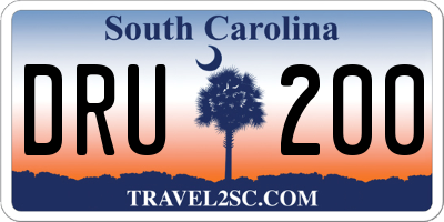 SC license plate DRU200