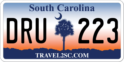 SC license plate DRU223