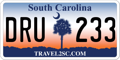 SC license plate DRU233