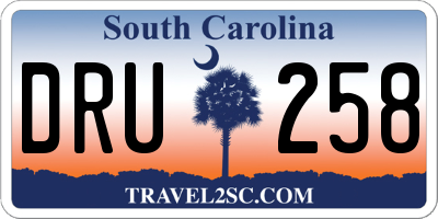 SC license plate DRU258