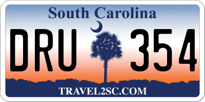 SC license plate DRU354