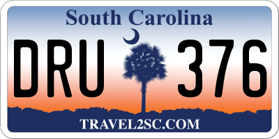 SC license plate DRU376
