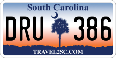SC license plate DRU386