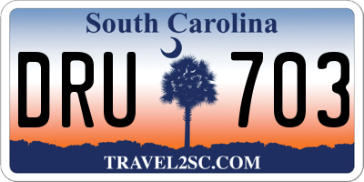 SC license plate DRU703